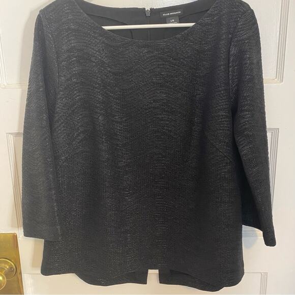 Club Monaco Solid Black Shirt slit back zipper L minimalistic classy designer - Picture 10 of 10